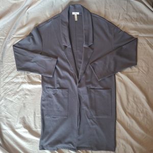 Leith Open Front Long Jacket, Blue, Size SMALL